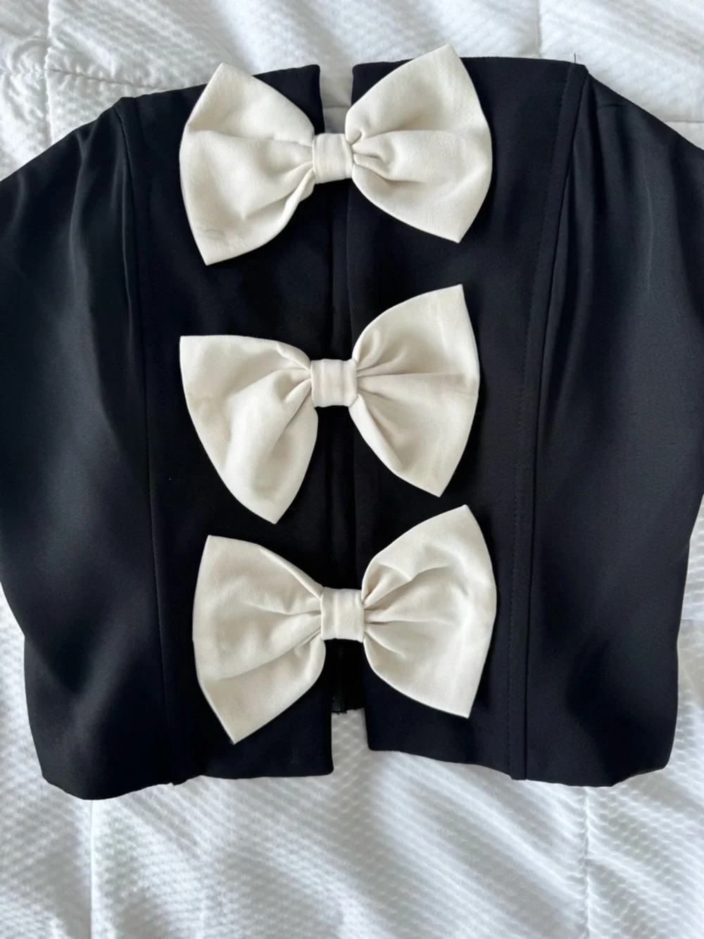 Black Dressy Tube Top with Bow Accents - Picture 3 of 5